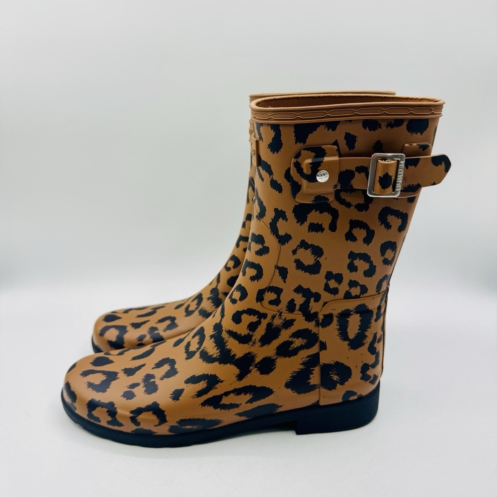 Hunter Original Refined Rain Boots Women's Size 8 Leopard Print Brown - Picture 11 of 16